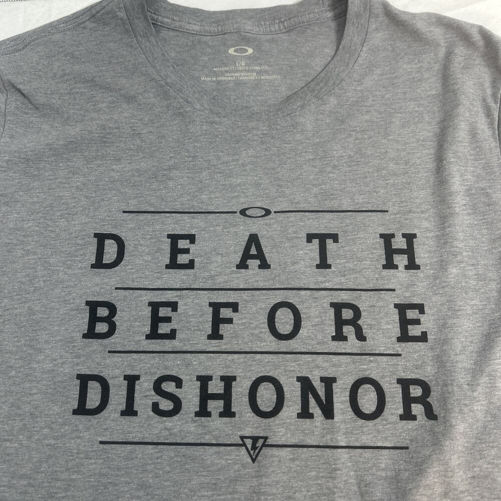 Oakley Men's SZ L Gray "Death Before Dishonor" Zero Hour Ring of Honor Wrestling